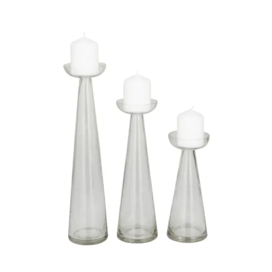 Tapered Glass Pillar Candle Holders, Set Of 3-Kirkland's Home Cheap