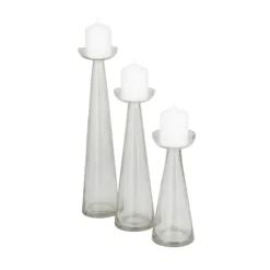 Tapered Glass Pillar Candle Holders, Set Of 3-Kirkland's Home Cheap