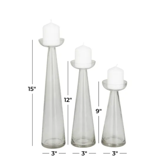 Tapered Glass Pillar Candle Holders, Set Of 3-Kirkland's Home Cheap