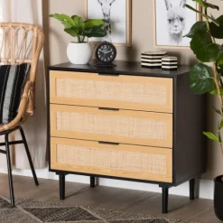 Tara Two-Tone Espresso Rattan Dresser-Kirkland's Home Clearance