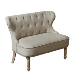 Taupe Button Tufted Nailhead Trim Settee-Kirkland's Home New