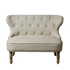 Taupe Button Tufted Nailhead Trim Settee-Kirkland's Home New