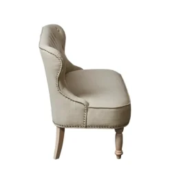 Taupe Button Tufted Nailhead Trim Settee-Kirkland's Home New