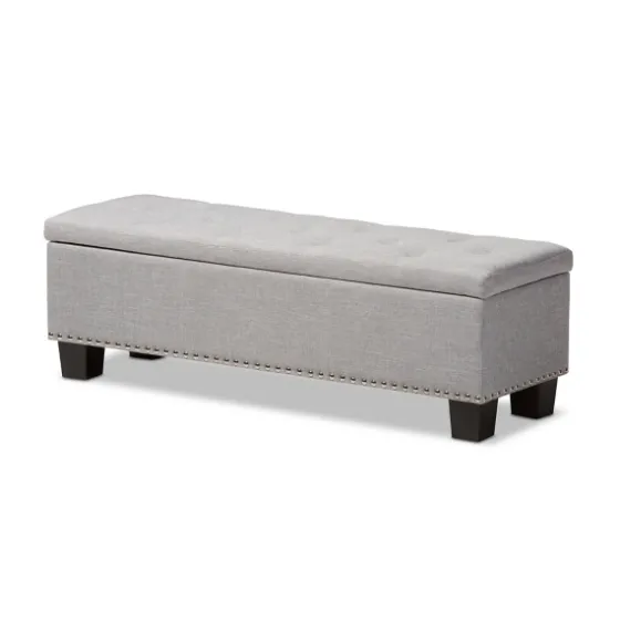 Taupe Button-Tufted Upholstered Storage Bench-Kirkland's Home Fashion