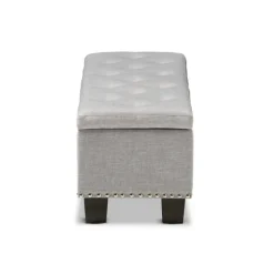 Taupe Button-Tufted Upholstered Storage Bench-Kirkland's Home Fashion