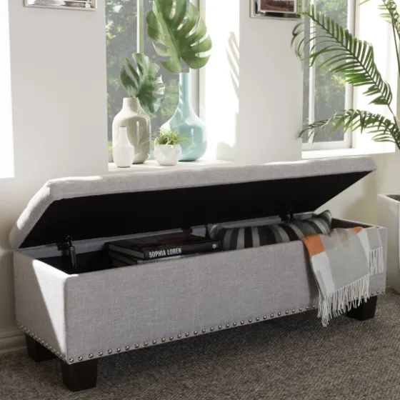 Taupe Button-Tufted Upholstered Storage Bench-Kirkland's Home Fashion