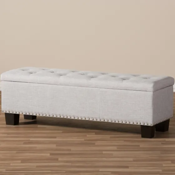Taupe Button-Tufted Upholstered Storage Bench-Kirkland's Home Fashion