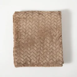 Taupe Heavenly Herringbone Plush Throw-Kirkland's Home Best Sale