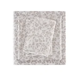 Taupe Leopard Print Satin 4-Pc. King Sheet Set-Kirkland's Home Best