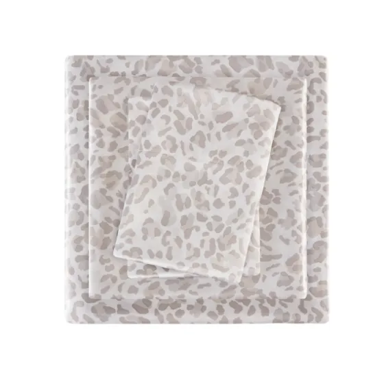 Taupe Leopard Print Satin 4-Pc. Full Sheet Set-Kirkland's Home Store