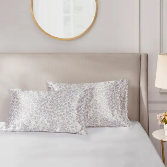 Taupe Leopard Satin Standard 2-Pc. Pillow Case Set-Kirkland's Home Sale