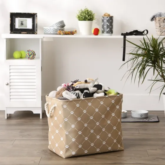 Taupe Paw Trellis Rec Gle Basket, 17.5 In.-Kirkland's Home Hot
