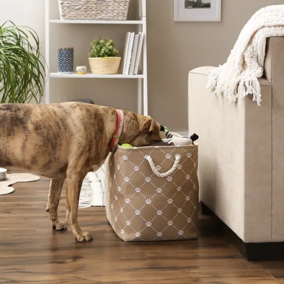 Taupe Paw Trellis Rec Gle Basket, 17.5 In.-Kirkland's Home Hot