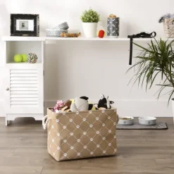 Taupe Paw Trellis Rec Gle Basket, 16 In.-Kirkland's Home Sale