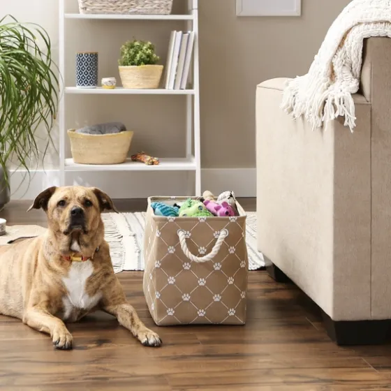 Taupe Paw Trellis Rec Gle Basket, 16 In.-Kirkland's Home Sale