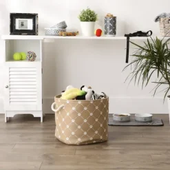 Taupe Paw Trellis Round Basket, 15 In.-Kirkland's Home Sale