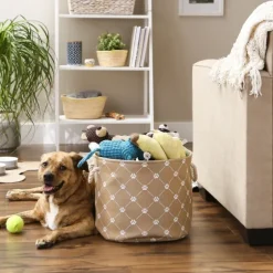 Taupe Paw Trellis Round Basket, 15 In.-Kirkland's Home Sale