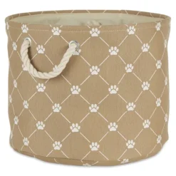 Taupe Trellis Paw Print Storage Basket, 18 In.-Kirkland's Home Online
