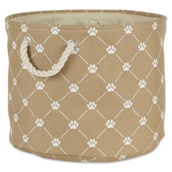 Taupe Trellis Paw Print Storage Basket, 18 In.-Kirkland's Home Online