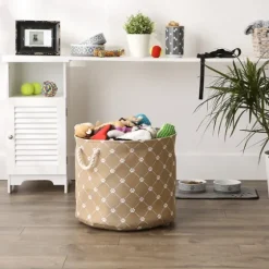 Taupe Trellis Paw Print Storage Basket, 18 In.-Kirkland's Home Online