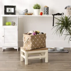 Taupe Trellis Paw Print Storage Basket, 14 In.-Kirkland's Home Sale