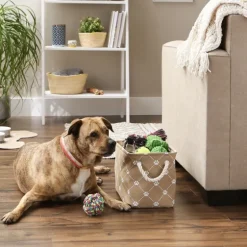 Taupe Trellis Paw Print Storage Basket, 14 In.-Kirkland's Home Sale