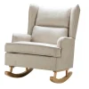 Taupe Upholstered Natural Base Wingback Rocker-Kirkland's Home Sale