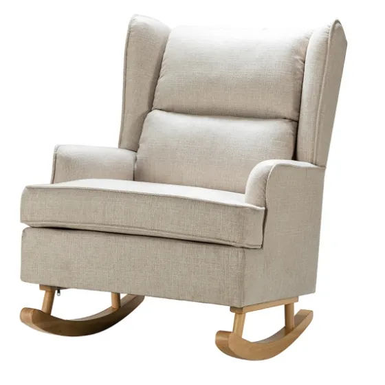 Taupe Upholstered Natural Base Wingback Rocker-Kirkland's Home Sale