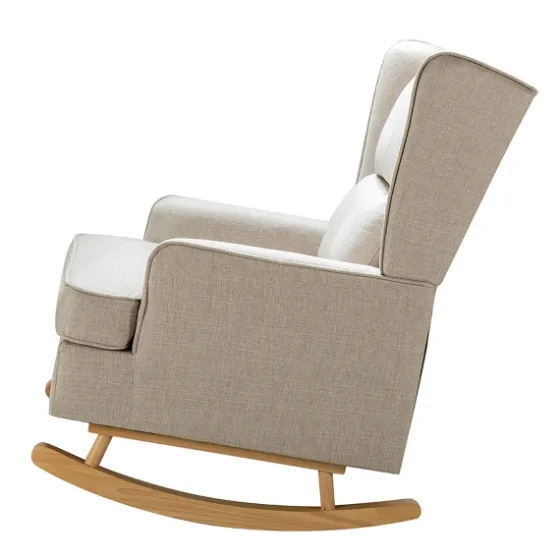 Taupe Upholstered Natural Base Wingback Rocker-Kirkland's Home Sale