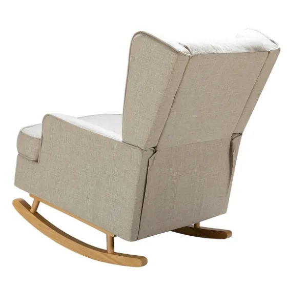 Taupe Upholstered Natural Base Wingback Rocker-Kirkland's Home Sale