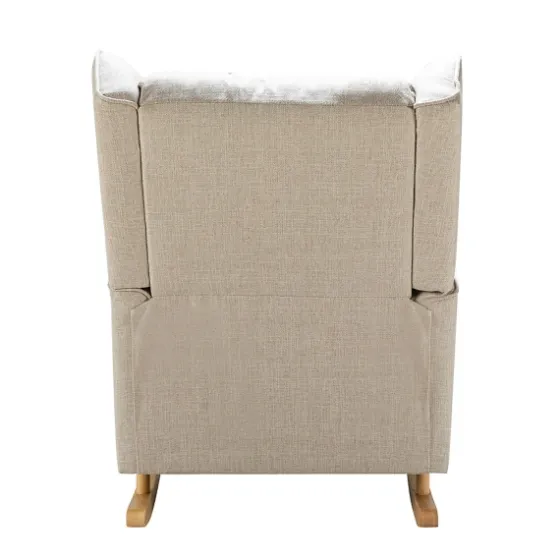 Taupe Upholstered Natural Base Wingback Rocker-Kirkland's Home Sale