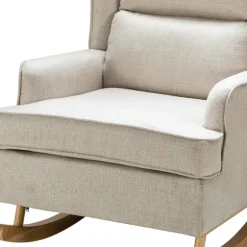 Taupe Upholstered Natural Base Wingback Rocker-Kirkland's Home Sale