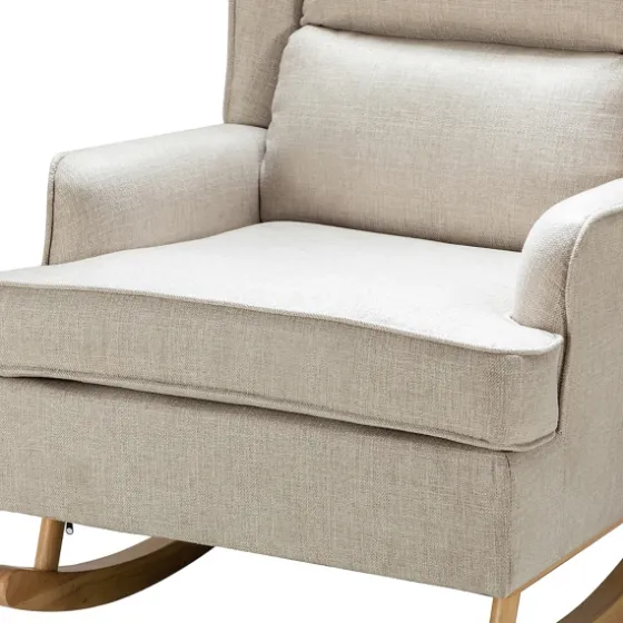 Taupe Upholstered Natural Base Wingback Rocker-Kirkland's Home Sale