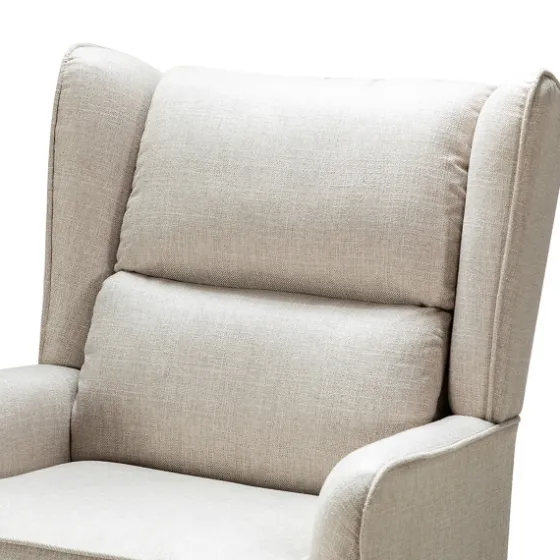 Taupe Upholstered Natural Base Wingback Rocker-Kirkland's Home Sale