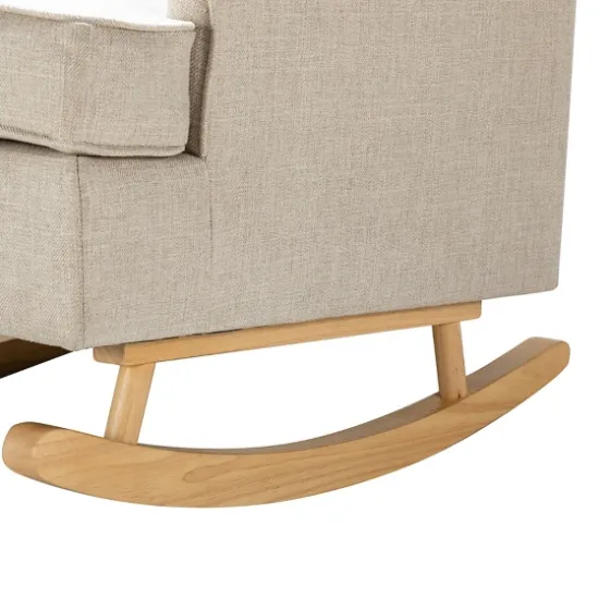 Taupe Upholstered Natural Base Wingback Rocker-Kirkland's Home Sale