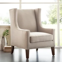 Taupe Upholstered Wingback Accent Chair-Kirkland's Home Sale
