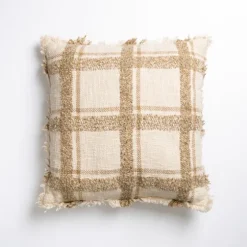 Taupe Windowpane Plaid Pillow-Kirkland's Home Shop