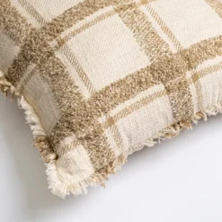 Taupe Windowpane Plaid Pillow-Kirkland's Home Shop