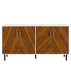 Teak And White Chevron Door Tv Stand-Kirkland's Home Sale