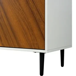 Teak And White Chevron Door Tv Stand-Kirkland's Home Sale