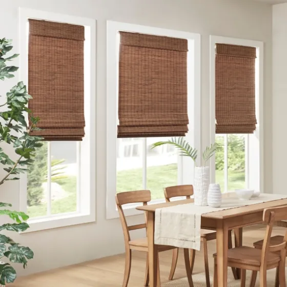 Teak Bamboo Light Filtering Roman Shade, 27 In.-Kirkland's Home New