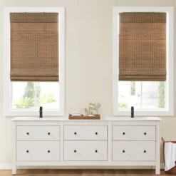 Teak Bamboo Light Filtering Roman Shade, 27 In.-Kirkland's Home New