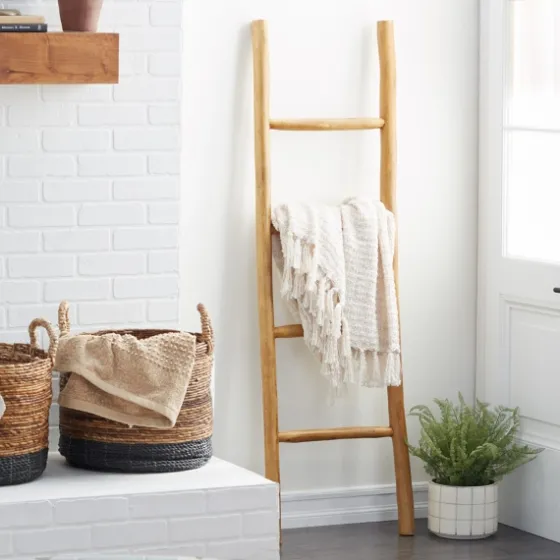 Teak Wood Leaning Ladder-Kirkland's Home Fashion