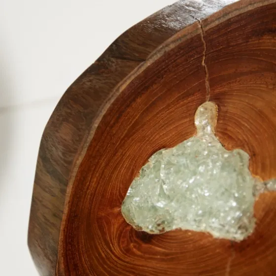 Teak Wood Raw Edge Crystal Figurine-Kirkland's Home Best