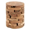 Teak Wood Stacked Round Stool-Kirkland's Home New