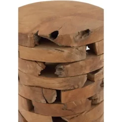 Teak Wood Stacked Round Stool-Kirkland's Home New