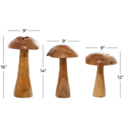 Teakwood Mushroom 3-Pc. Sculpture Set-Kirkland's Home Cheap