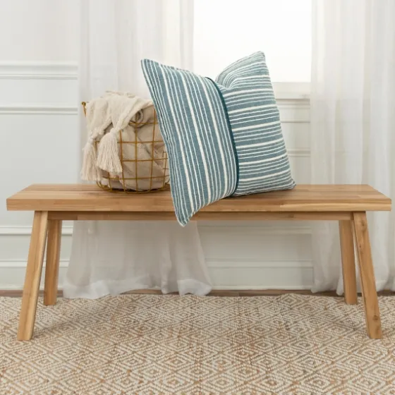 Teal And Ivory Directional Stripes Pillow-Kirkland's Home Best