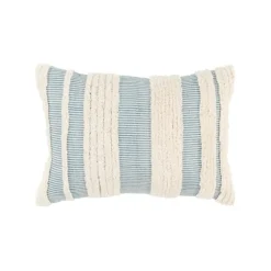 Teal And Natural Tufted Stripes Lumbar Pillow-Kirkland's Home New