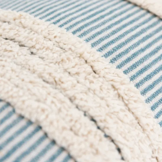 Teal And Natural Tufted Stripes Lumbar Pillow-Kirkland's Home New